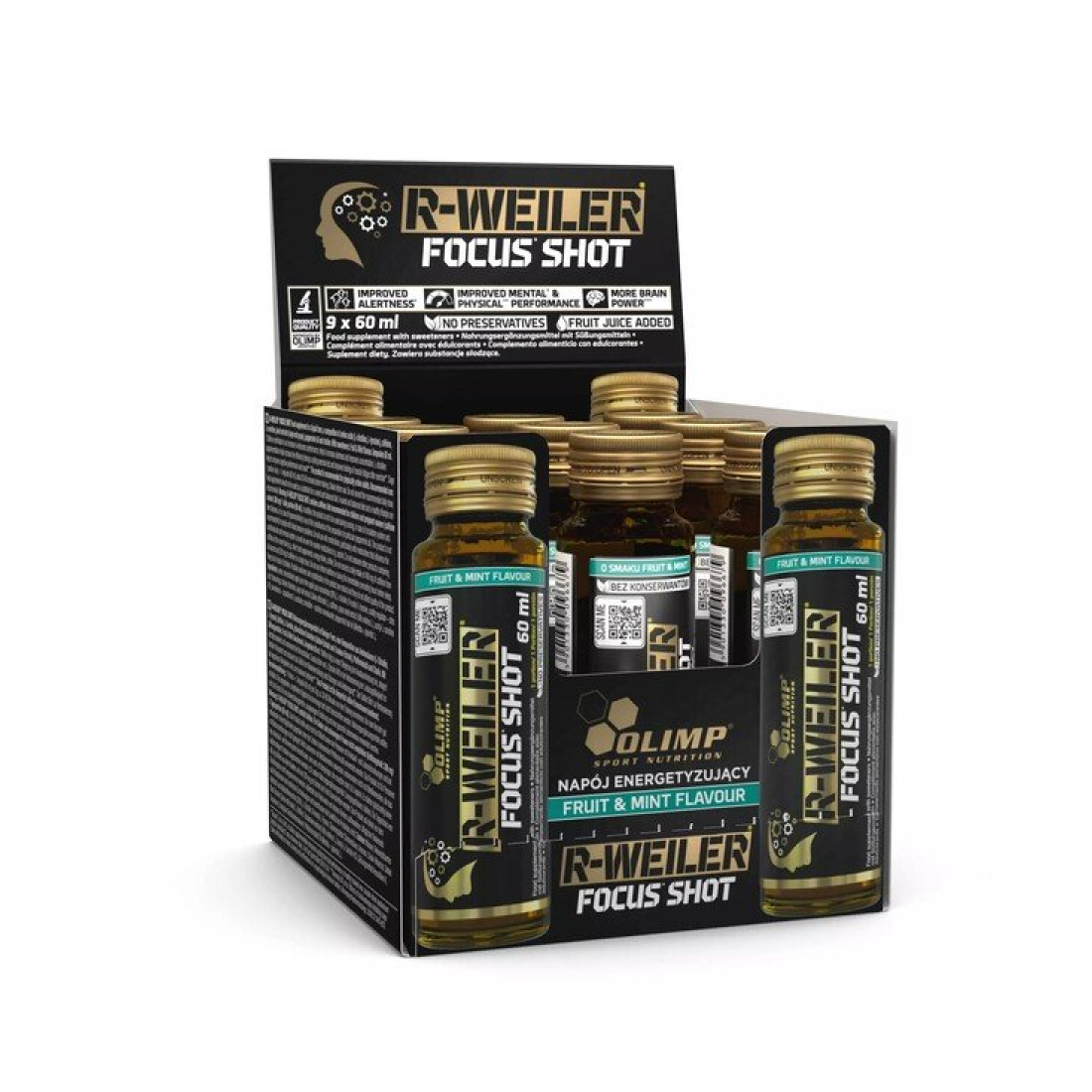 OLIMP NUTRITION R-WEILER FOCUS SHOT FRUIT & MINT - 9 X 60 ML