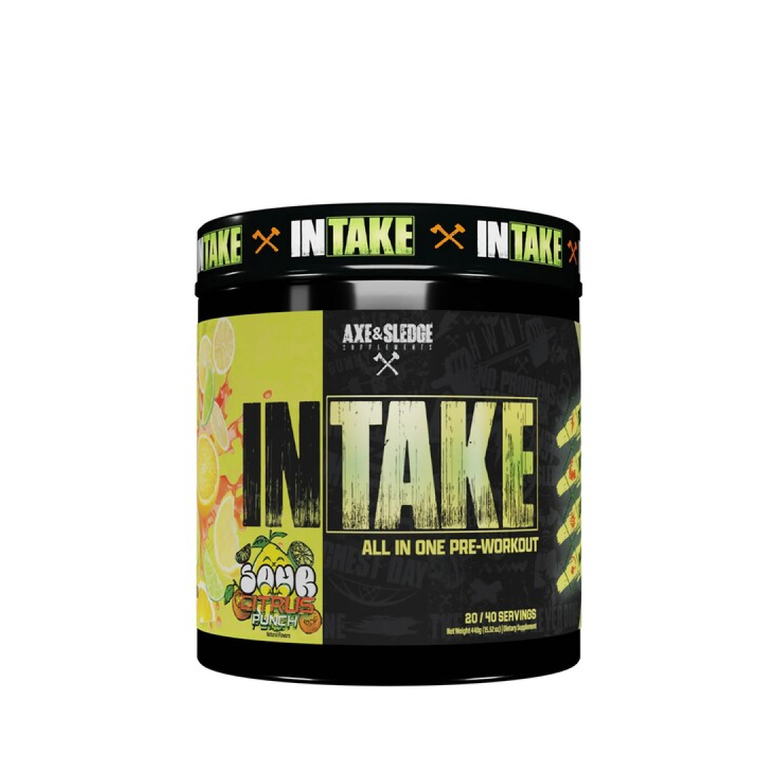 AXE & SLEDGE INTAKE ALL IN ONE PRE-WORKOUT SOUR CITRUS PUNCH - 440 GRAMS