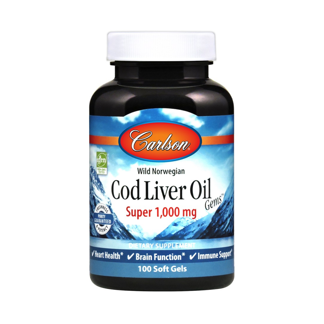 CARLSON LABS WILD NORWEGIAN COD LIVER OIL GEMS 1000MG - 100 SOFTGELS