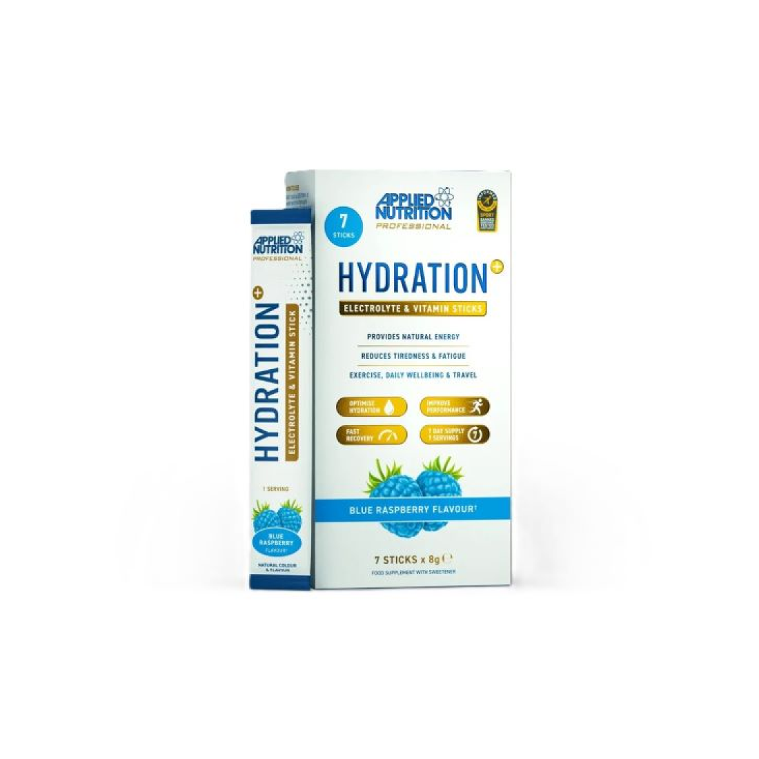 APPLIED NUTRITION HYDRATION + ELECTROLYTE & VITAMIN POWEDER STICK PACKS BLUE RASPBERRY - 7 X 8G