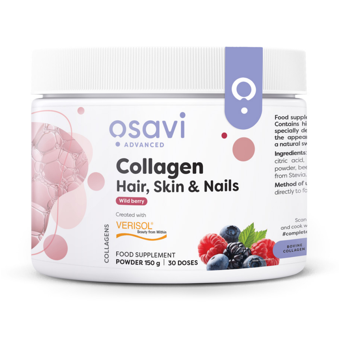 OSAVI COLLAGEN PEPTIDES (HAIR SKIN & NAILS) WILD BERRY - 150 GRAMS