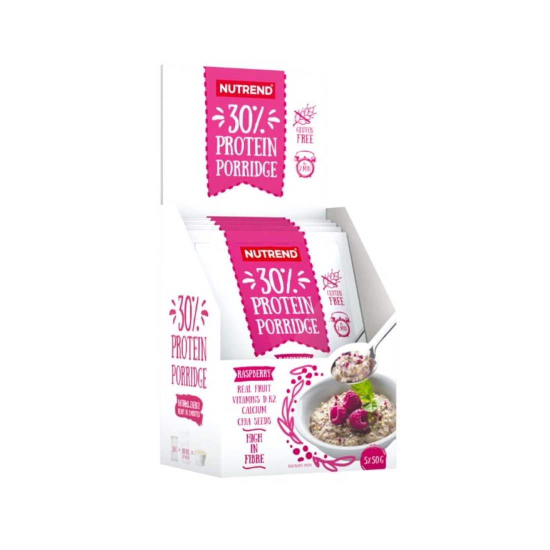 NUTREND 30% PROTEIN PORRIDGE RASPBERRY - 5 X 50G
