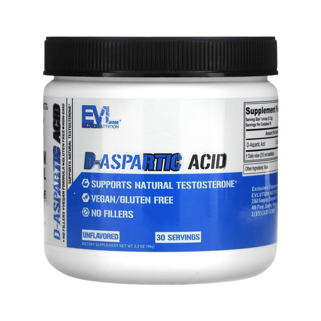 EVLUTION NUTRITION D-ASPARTIC ACID - 94 GRAMS