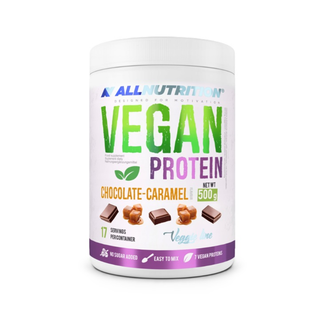 ALLNUTRITION VEGAN PROTEIN CHOCOLATE CARAMEL - 500 GRAMS