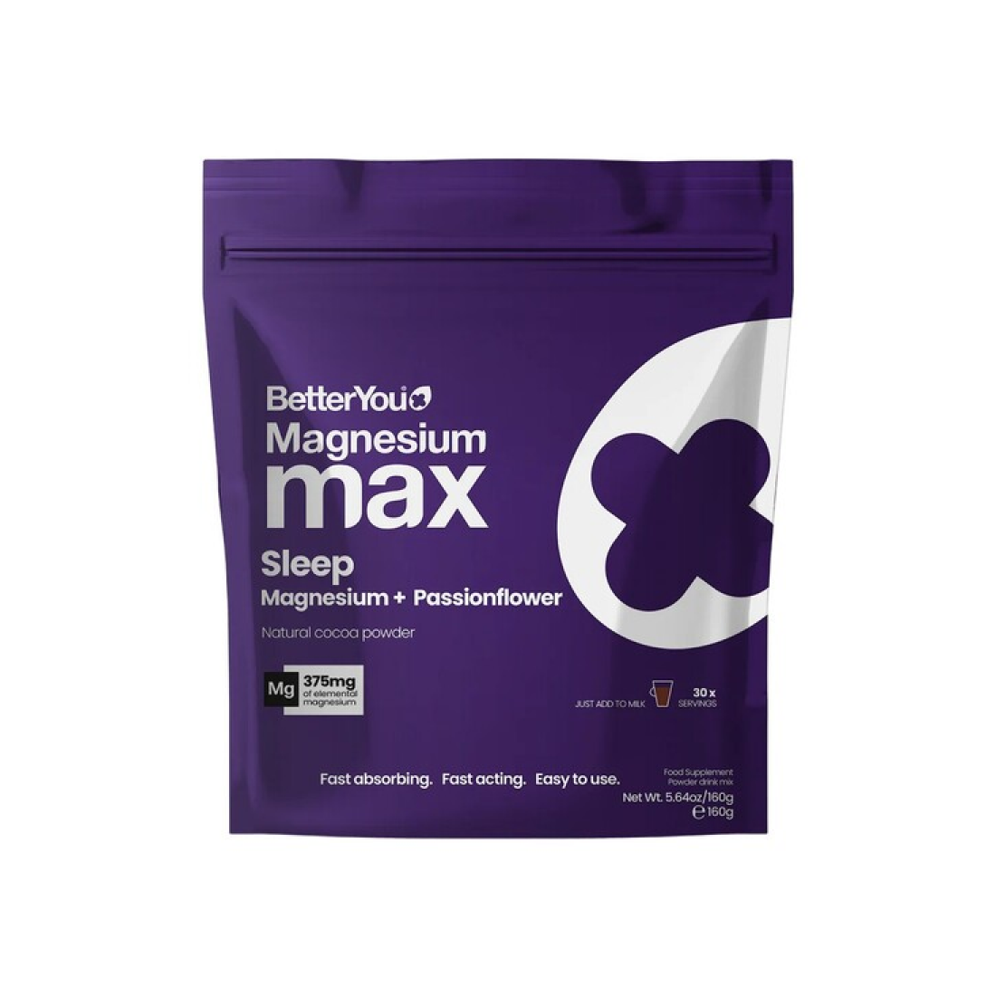 BETTERYOU MAGNESIUM MAX SLEEP NATURAL COCOA - 160 GRAMS