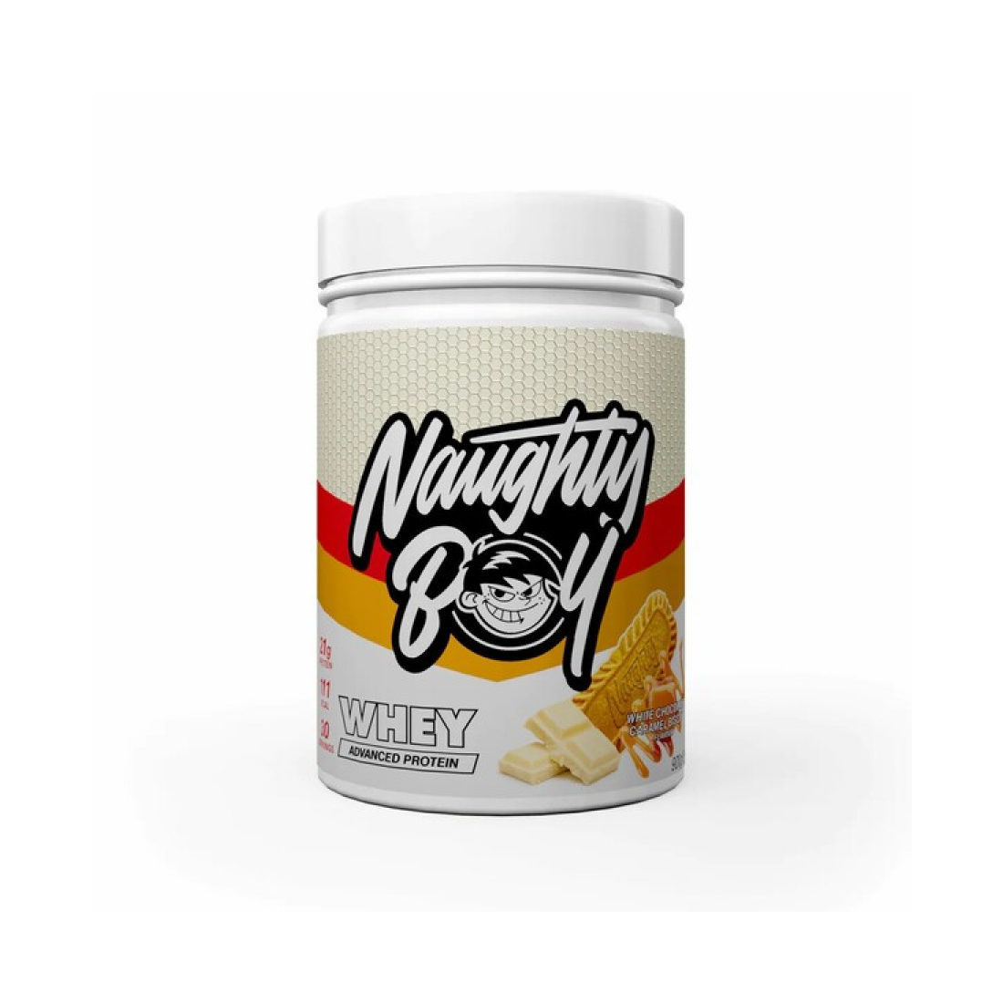 NAUGHTY BOY ADVANCED WHEY WHITE CHOCOLATE CARAMEL BISCUIT - 900 GRAMS