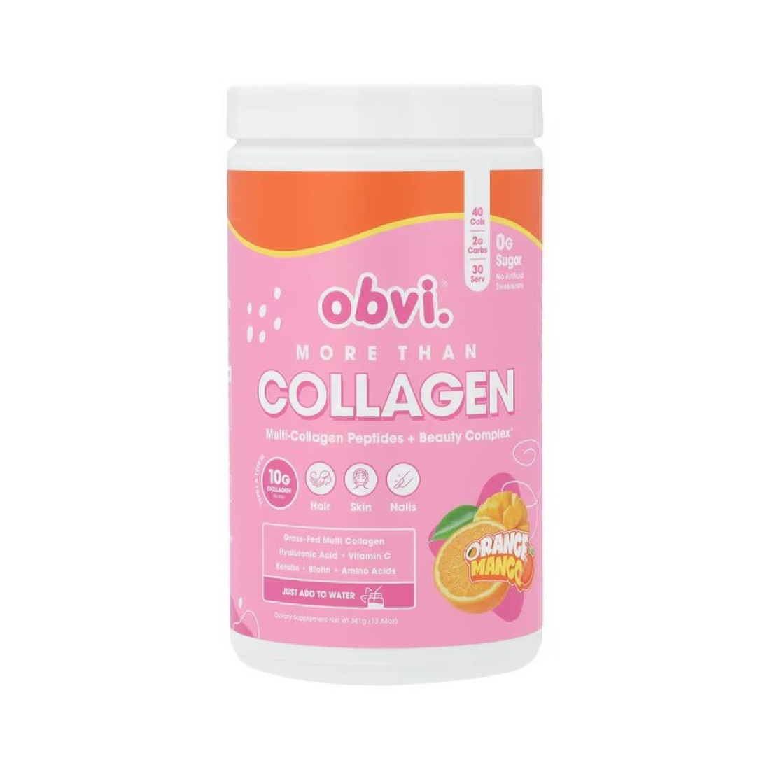OBVI MORE THAN COLLAGEN MULTI-COLLAGEN PEPTIDES + BEAUTY COMPLEX ORANGE MANGO - 381 GRAMS