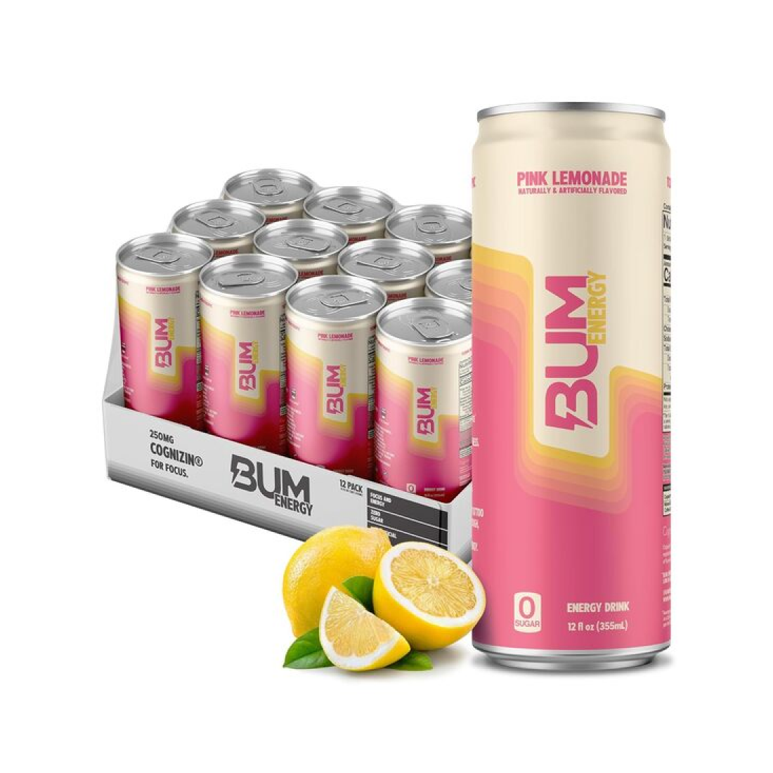 BUM ENERGY BUM ENERGY PINK LEMONADE - 12 X 355 ML