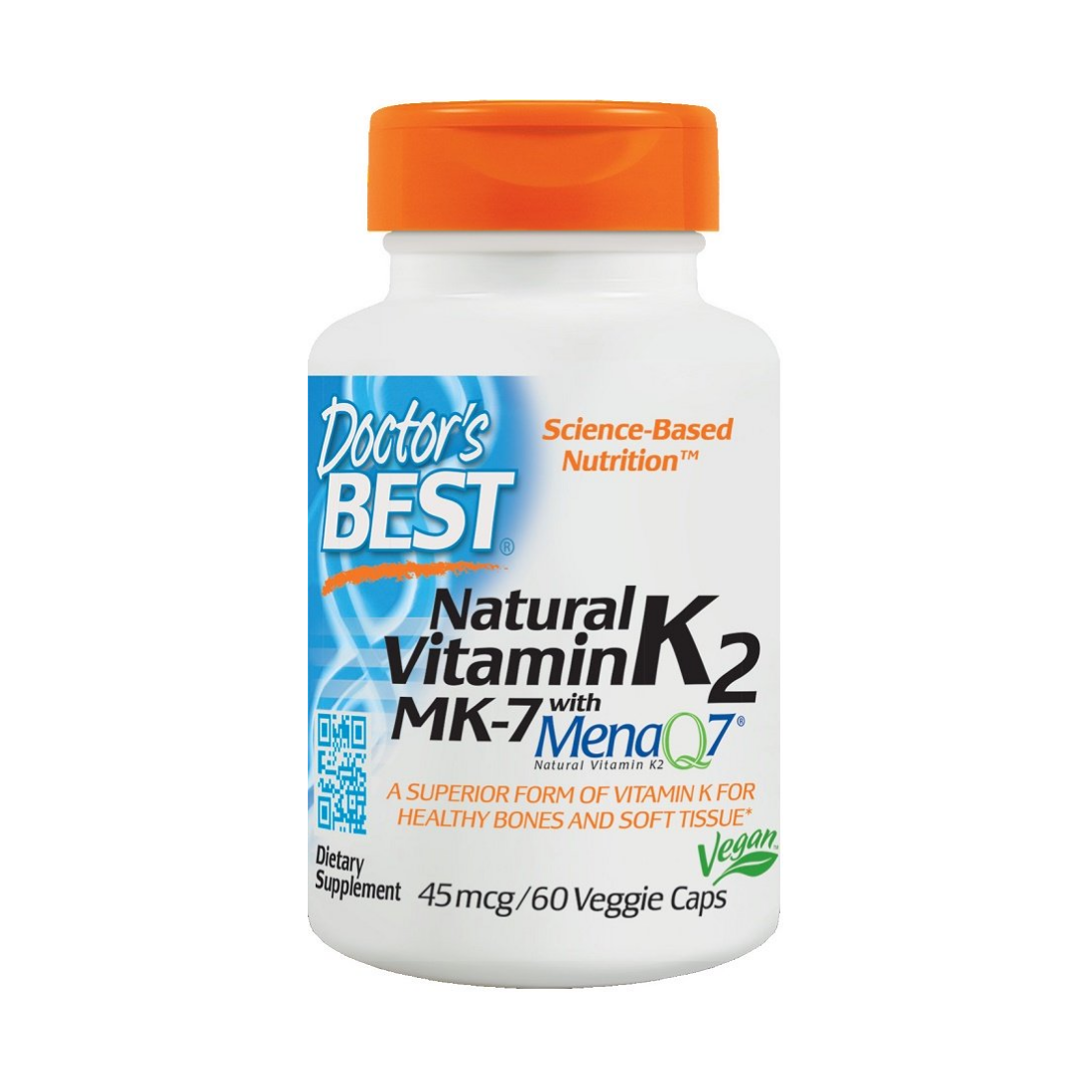 DOCTOR'S BEST NATURAL VITAMIN K2 MK7 WITH MENAQ7 45MCG - 60 VCAPS
