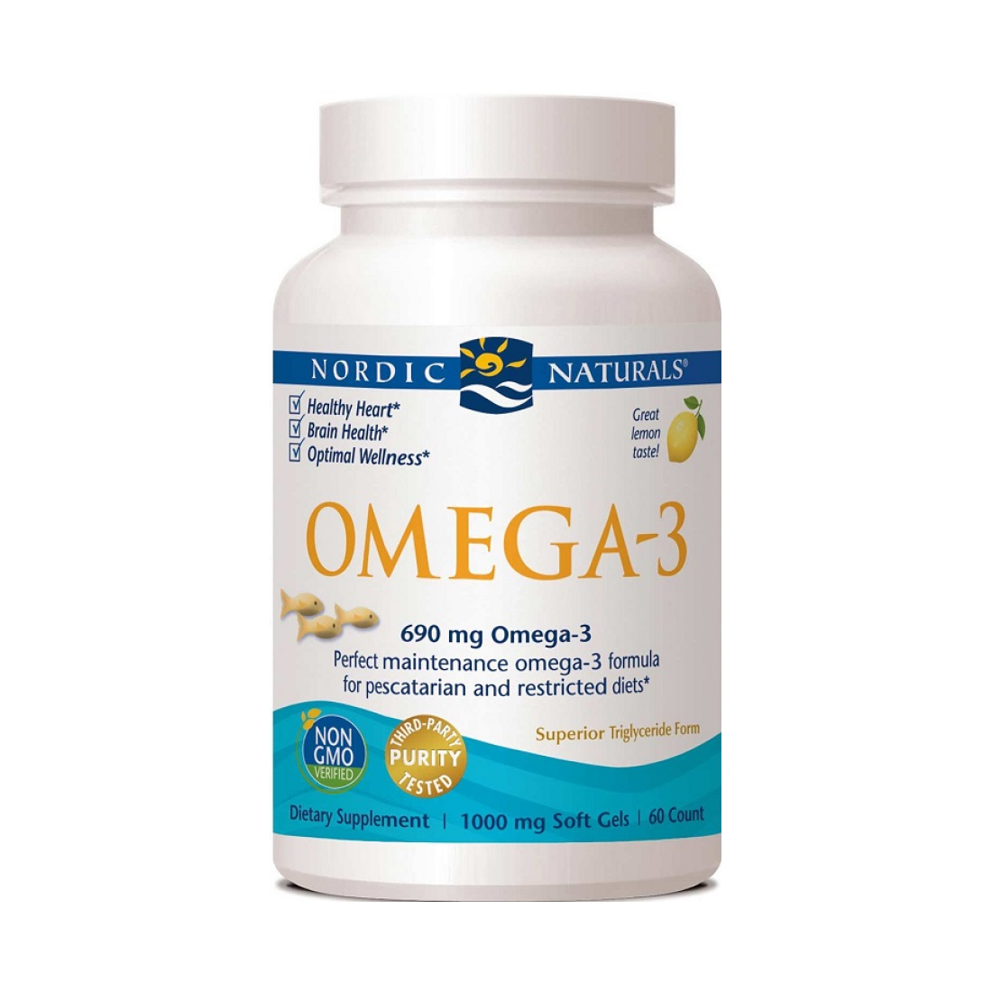 NORDIC NATURALS OMEGA-3 690MG LEMON (FISH GELATIN) - 60 SOFTGELS