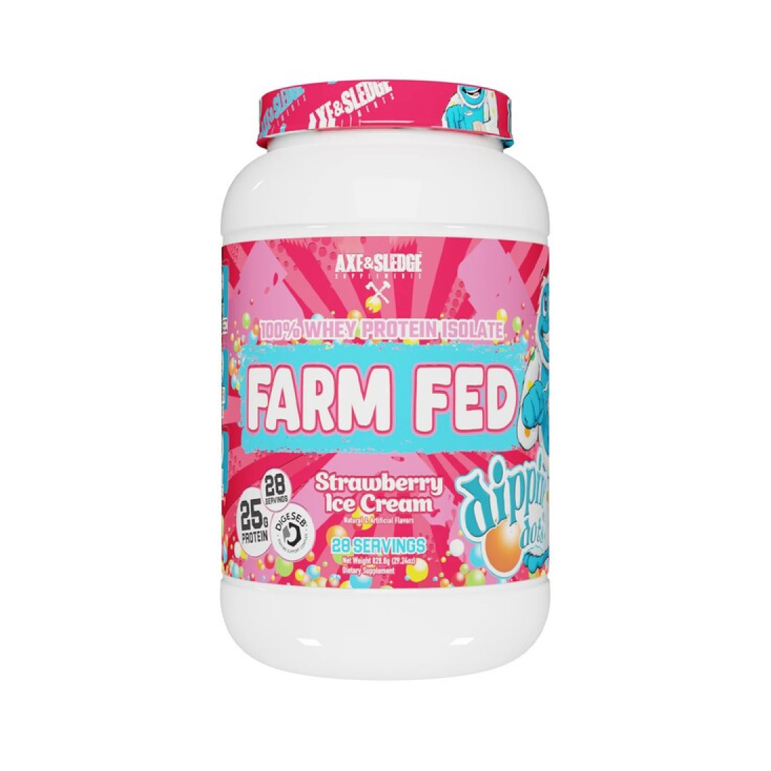 AXE & SLEDGE FARM FED DIPPIN' DOTS STRAWBERRY ICE CREAM - 828 GRAMS