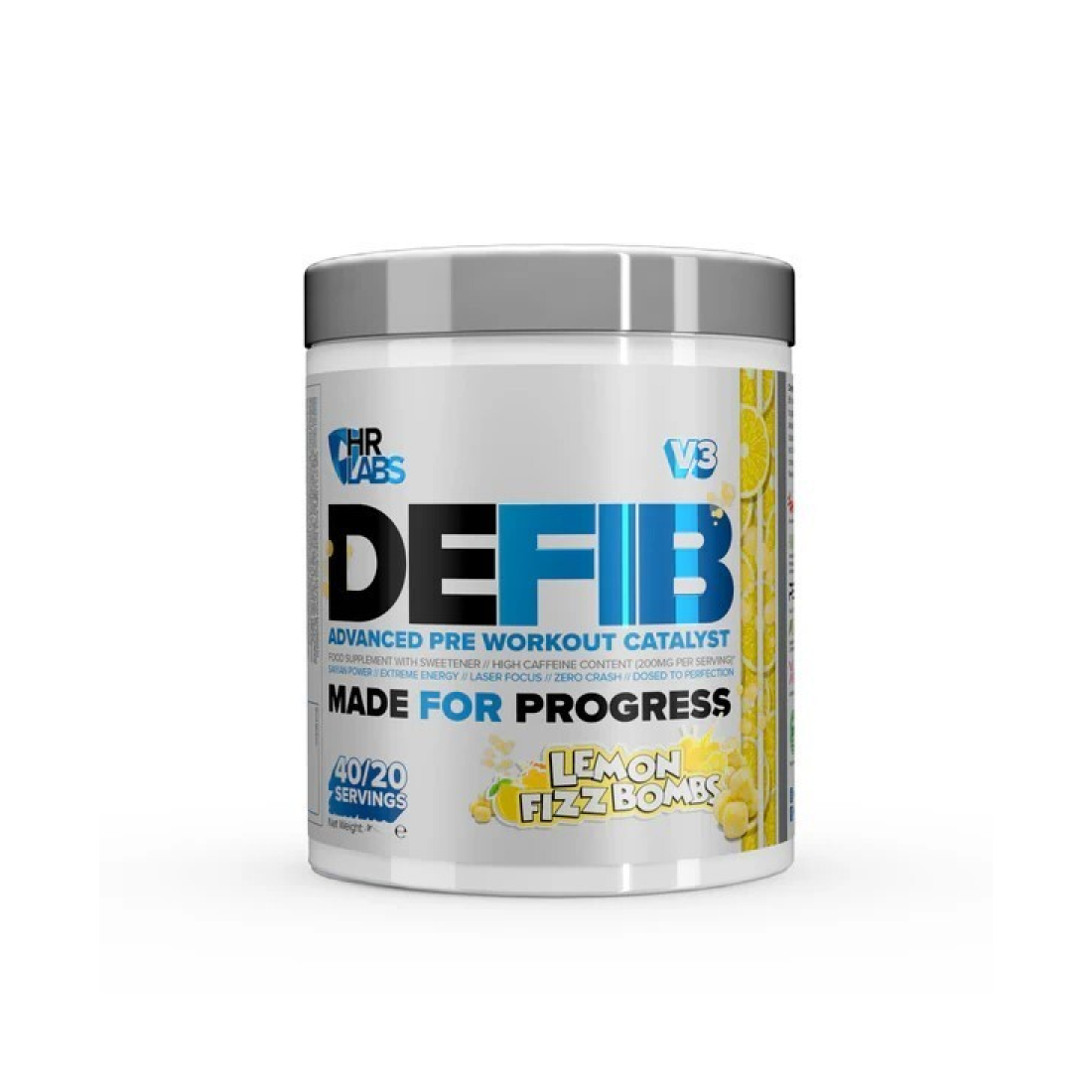 HR LABS DEFIB V3 - ADVANCED PRE WORKOUT CATALYST LEMON FIZZ BOMBS - 440 GRAMS