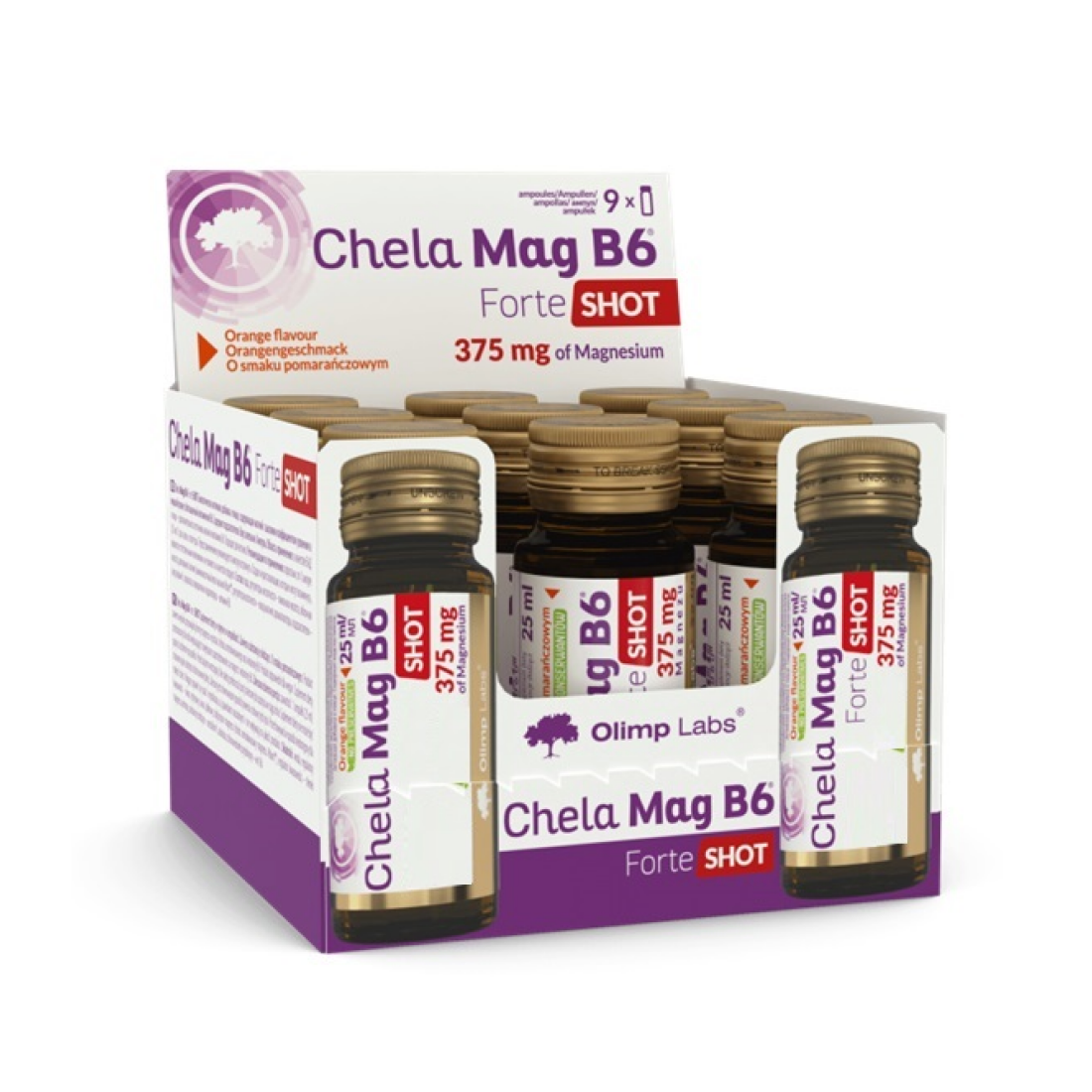 OLIMP NUTRITION CHELA MAG B6 FORTE SHOT ORANGE - 9 X 25 ML