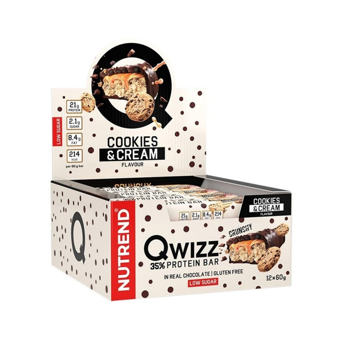 NUTREND QWIZZ 35% PROTEIN BAR COOKIES & CREAM - 12 X 60G