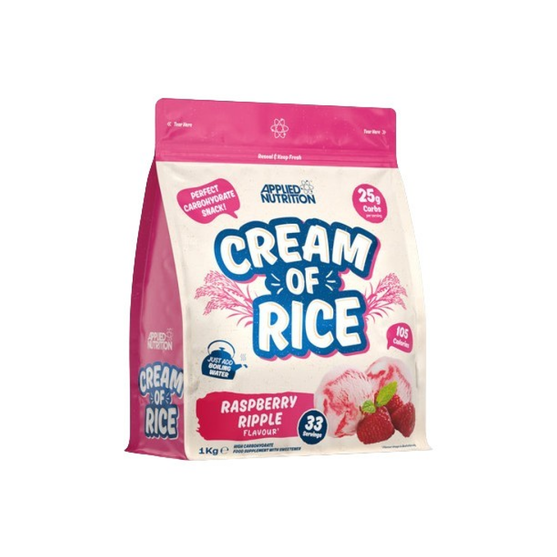 APPLIED NUTRITION CREAM OF RICE RASPBERRY RIPPLE - 1000 GRAMS