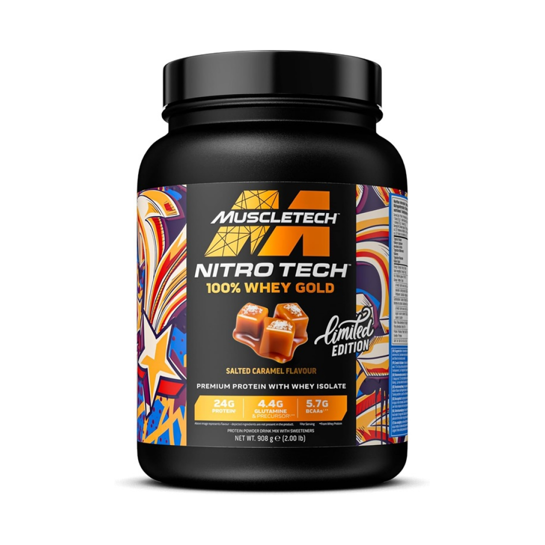 MUSCLETECH NITRO-TECH 100% WHEY GOLD SALTED CARAMEL - 908 GRAMS