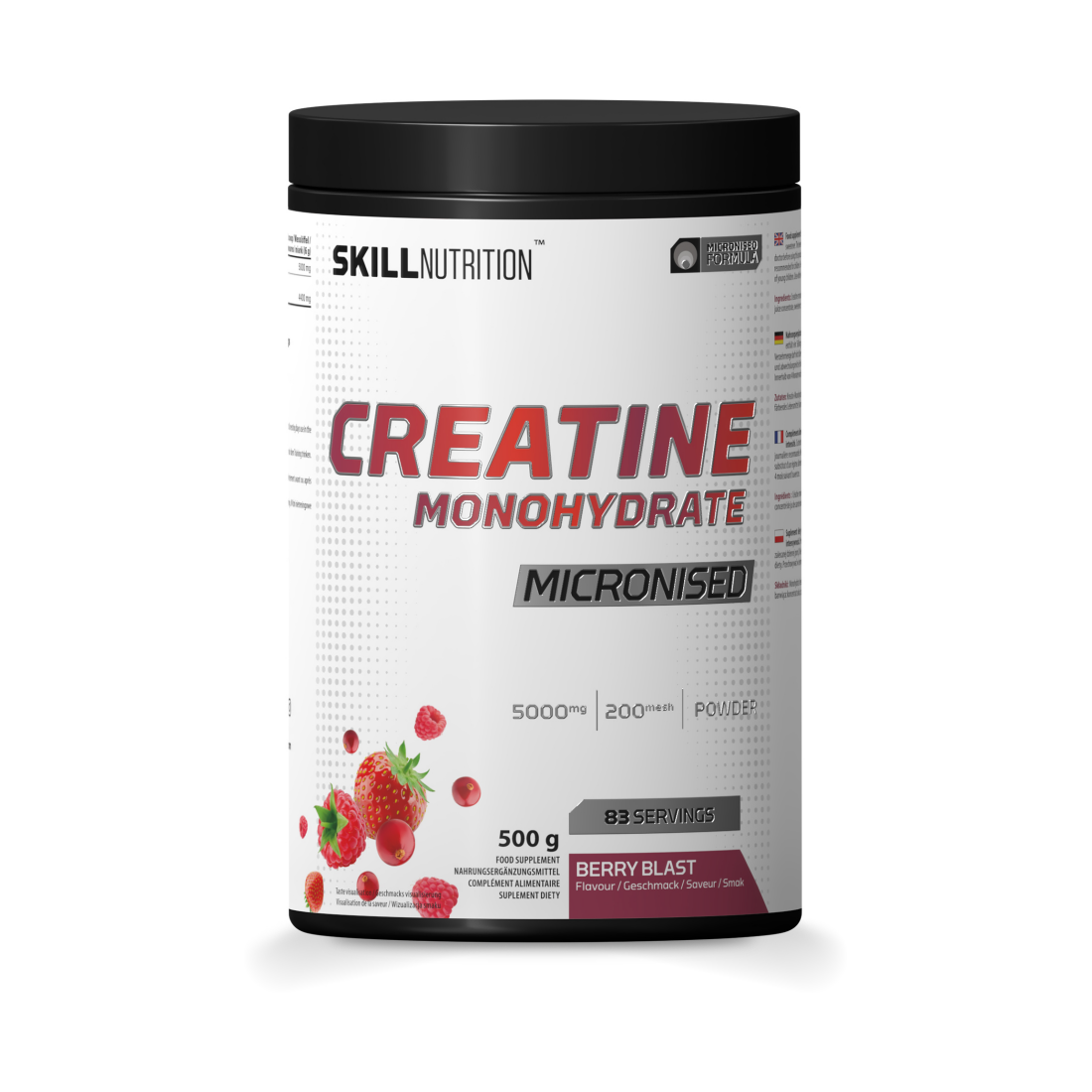 SKILL NUTRITION MICRONISED CREATINE MONOHYDRATE FLAVOURED BERRY BLAST - 500 GRAMS