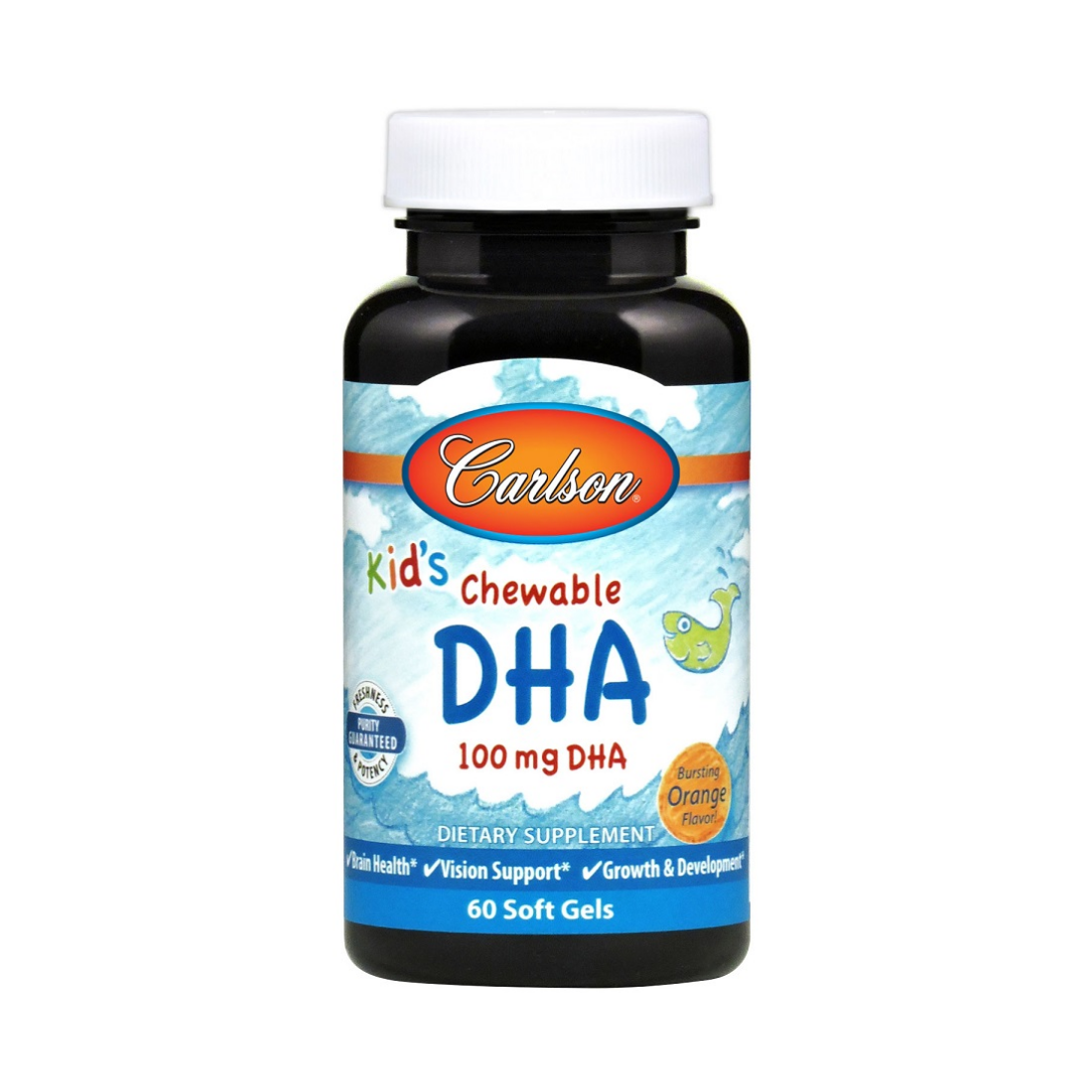 CARLSON LABS KID'S CHEWABLE DHA 100MG ORANGE - 60 SOFTGELS