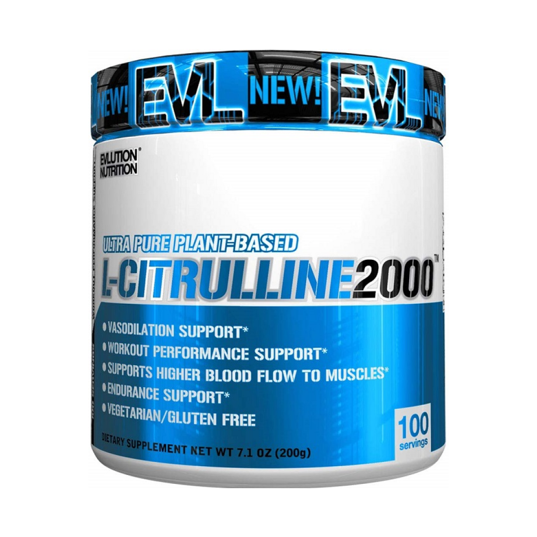 EVLUTION NUTRITION L-CITRULLINE 2000 UNFLAVOURED - 200 GRAMS