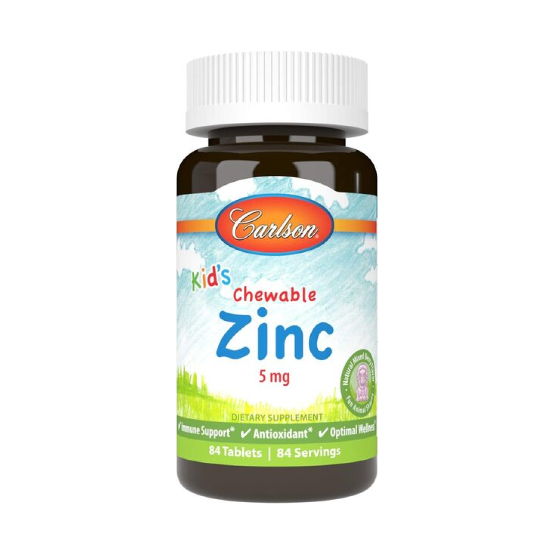 CARLSON LABS KID'S CHEWABLE ZINC NATURAL MIXED BERRY - 84 TABLETS