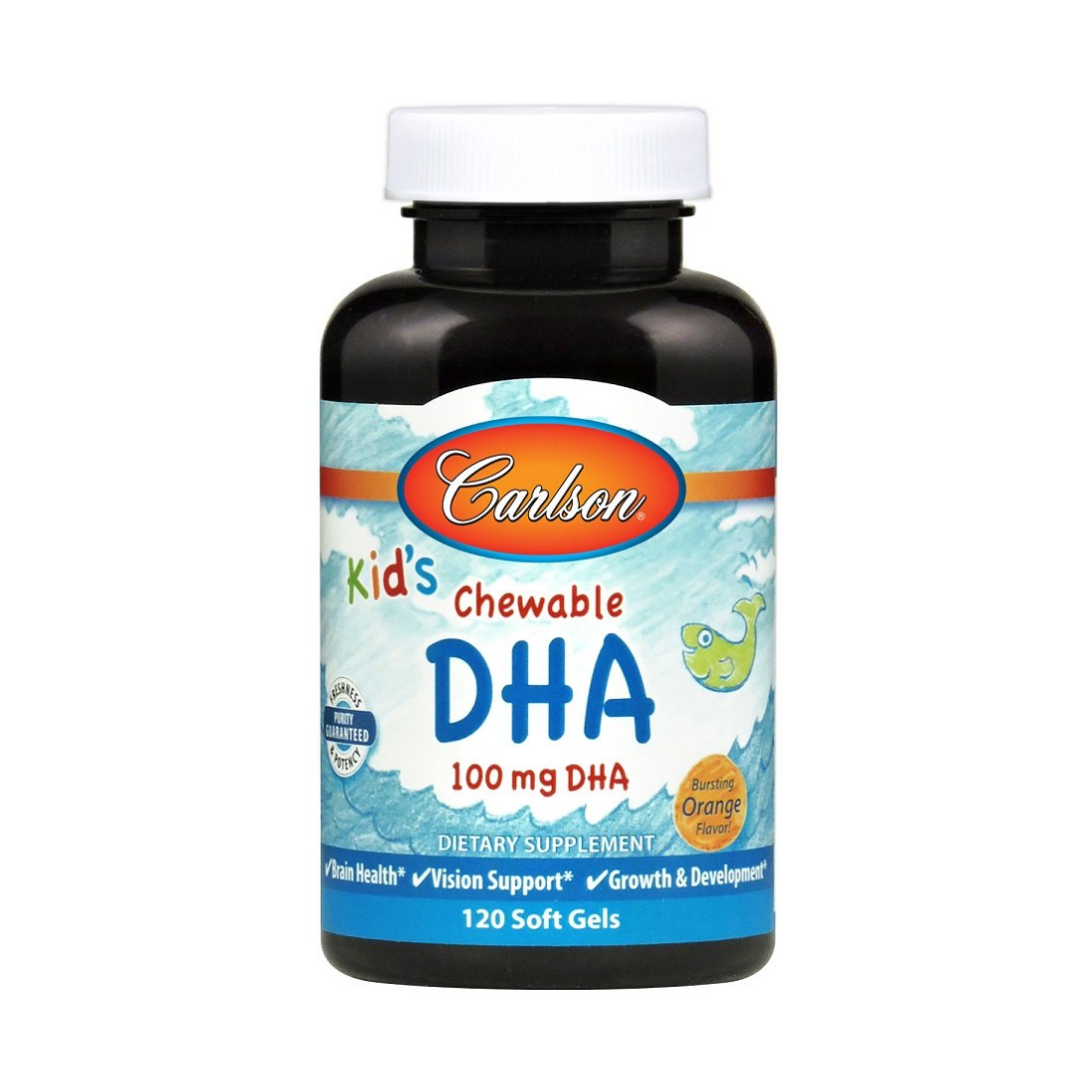 CARLSON LABS KID'S CHEWABLE DHA 100MG ORANGE - 120 SOFTGELS