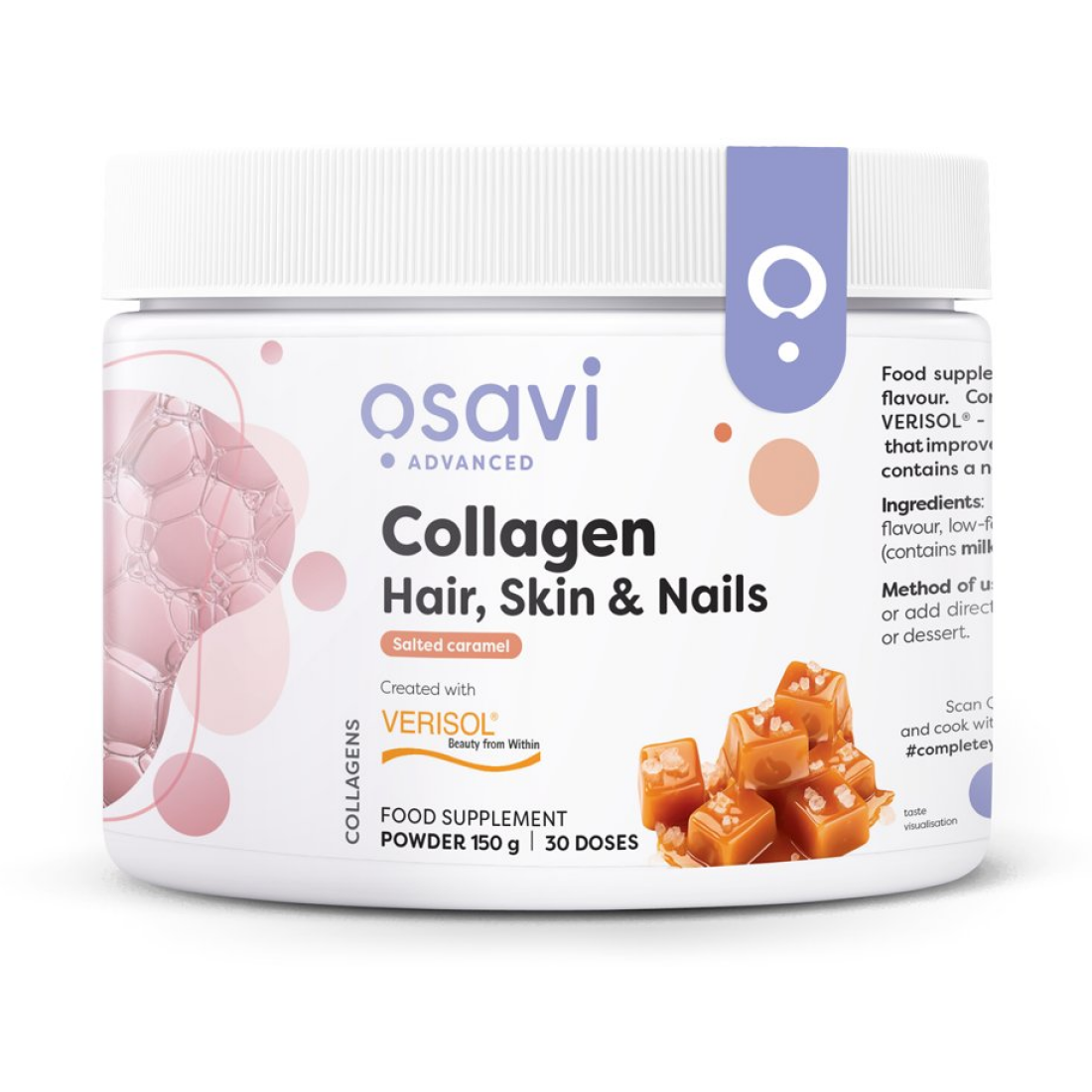 OSAVI COLLAGEN PEPTIDES (HAIR SKIN & NAILS) SALTED CARAMEL - 150 GRAMS