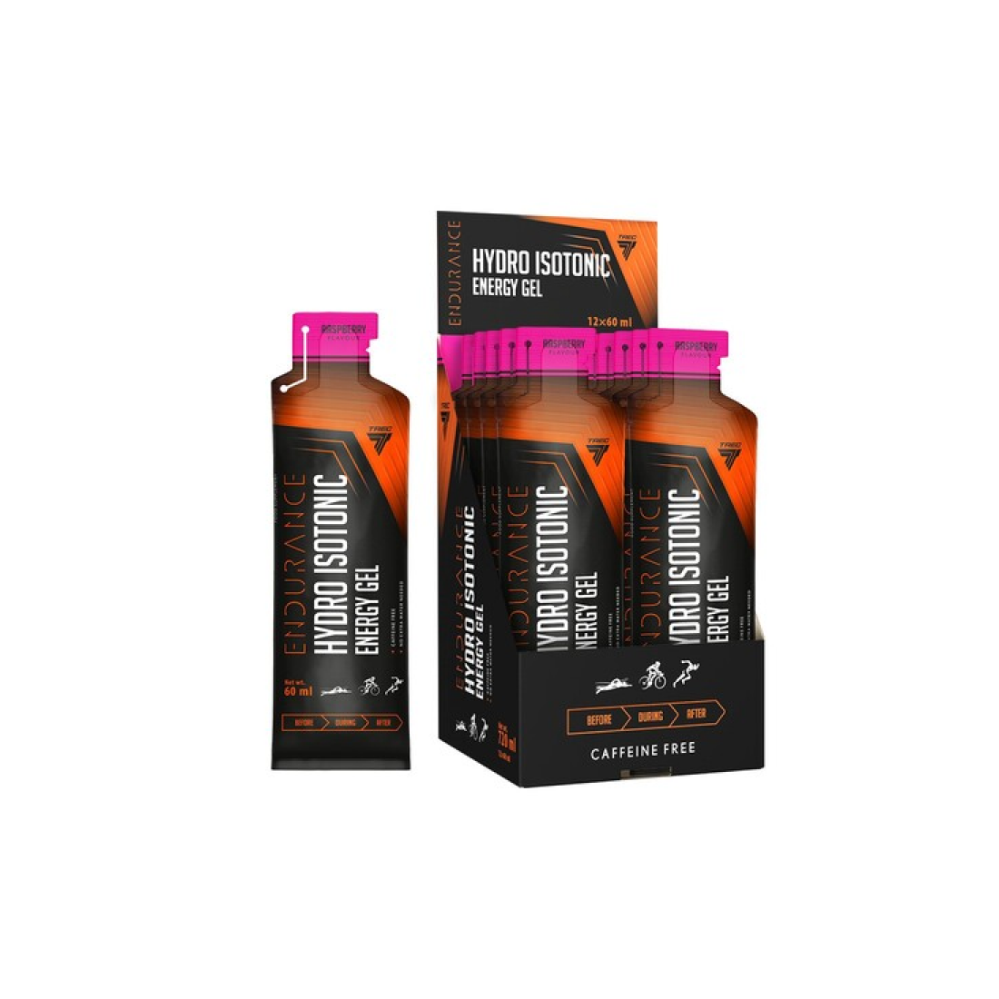TREC NUTRITION ENDURANCE HYDRO ISOTONIC ENERGY GEL RASPBERRY - 12 X 60 ML