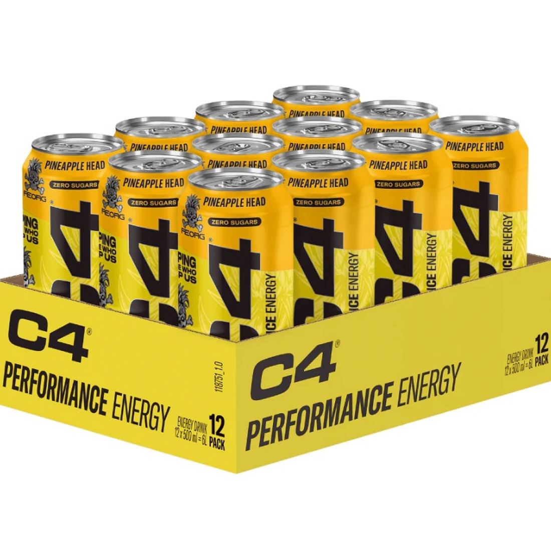 CELLUCOR C4 PERFORMANCE ENERGY PINEAPPLE HEAD - 12 X 500 ML