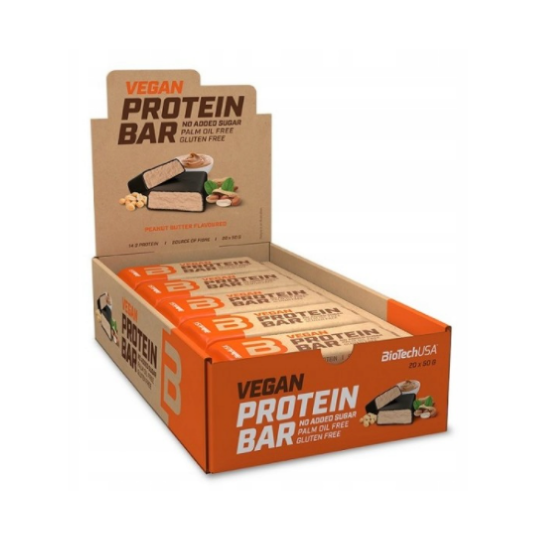 BIOTECHUSA VEGAN PROTEIN BAR PEANUT BUTTER - 20 X 50G