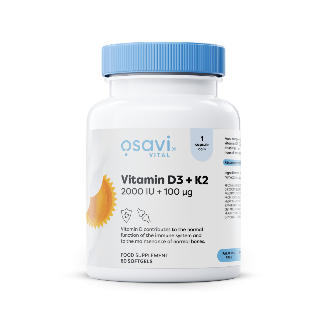 OSAVI VITAMIN D3 + K2 2000IU + 100MCG - 60 SOFTGELS