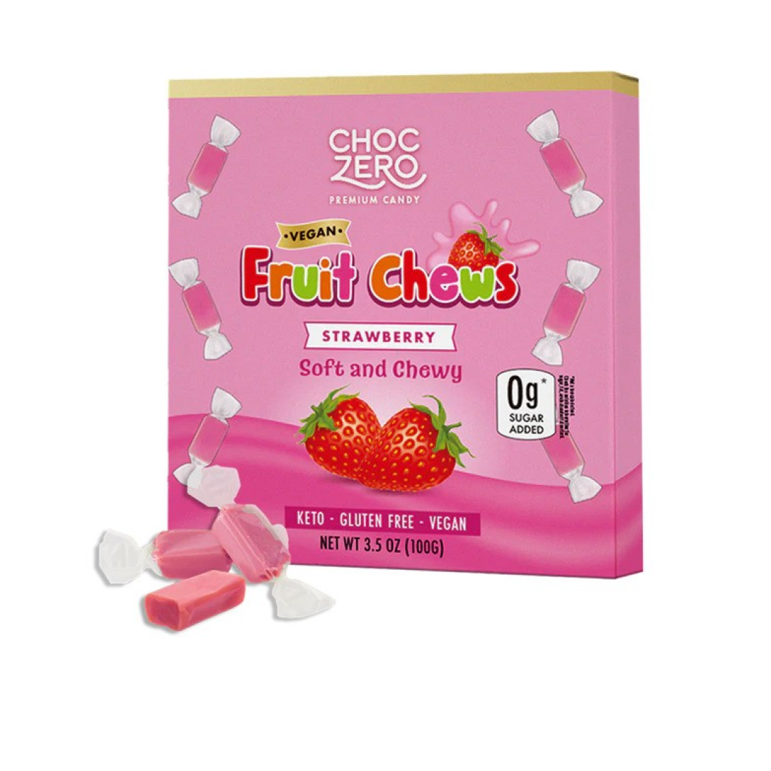 CHOCZERO VEGAN FRUIT CHEWS STRAWBERRY - 100 GRAMS