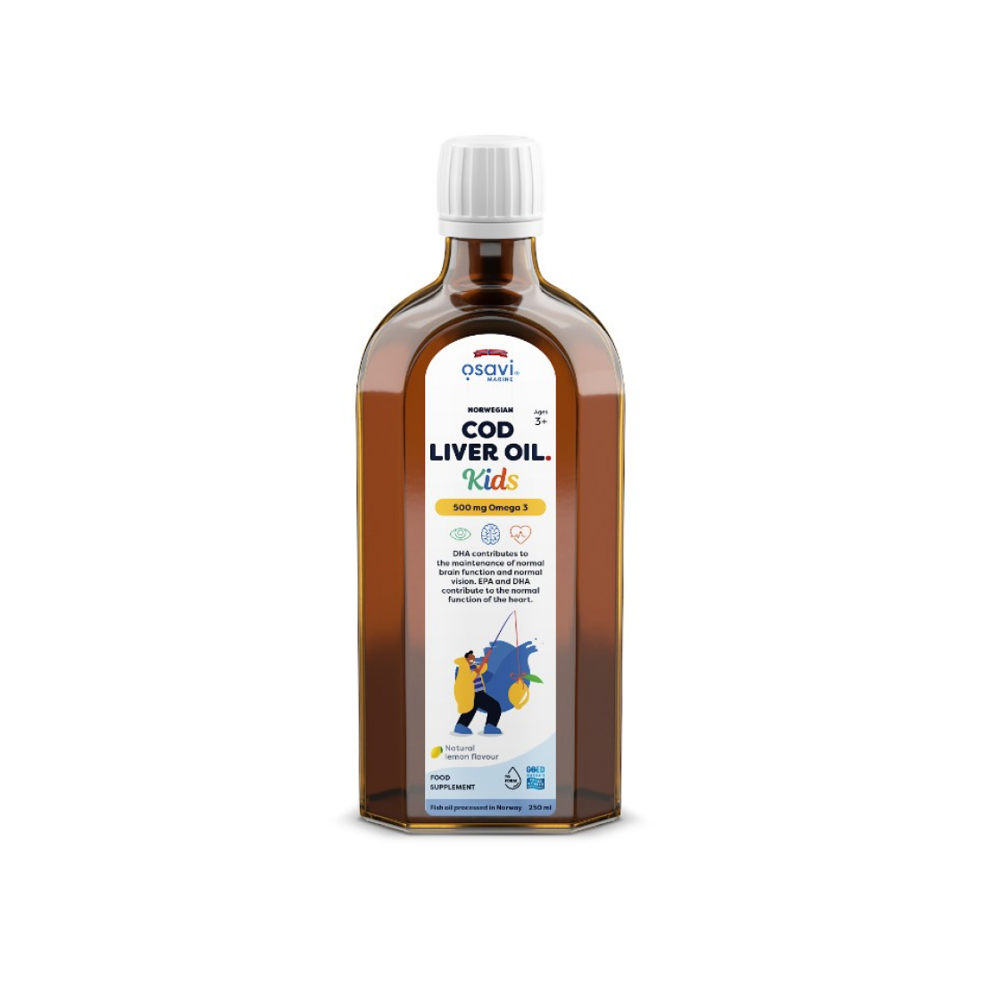 OSAVI NORWEGIAN COD LIVER OIL KIDS 500MG OMEGA 3 (LEMON) - 250 ML