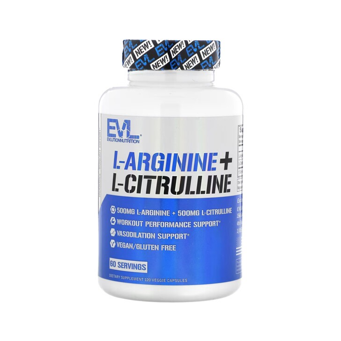 EVLUTION NUTRITION L-ARGININE + L-CITRULLINE CAPSULES - 120 VCAPS
