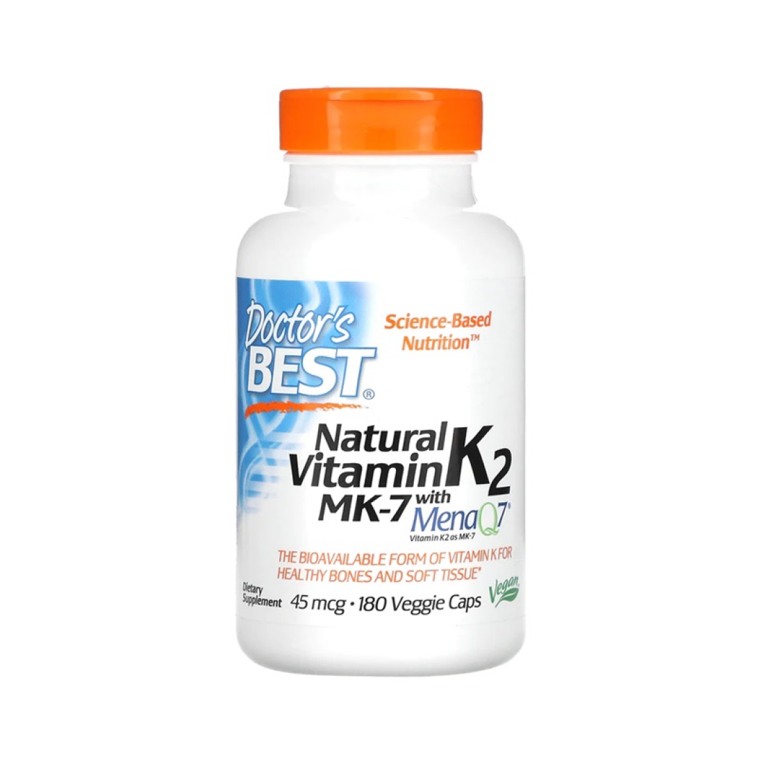DOCTOR'S BEST NATURAL VITAMIN K2 MK7 WITH MENAQ7 45MCG - 180 VCAPS