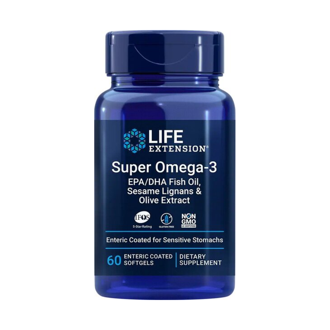LIFE EXTENSION SUPER OMEGA-3 EPA/DHA WITH SESAME LIGNANS & OLIVE EXTRACT - 60 ENTERIC COATED SOFTGELS