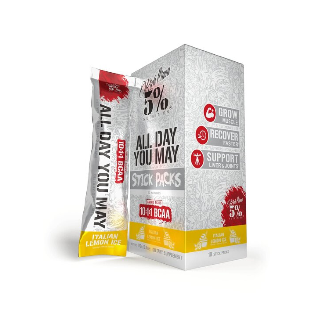 5% NUTRITION ALLDAYYOUMAY - LEGENDARY SERIES STICK PACKS ITALIAN LEMON ICE - 10 X 17G