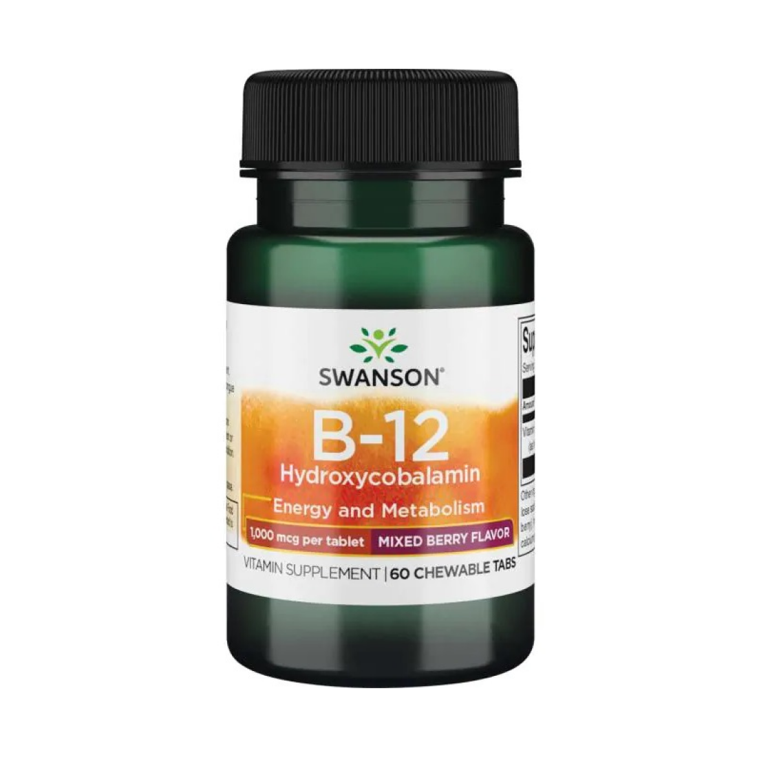 SWANSON B-12 HYDROXYCOBALAMIN 1000MCG - 60 CHEWABLE TABLETS