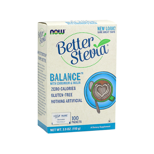 NOW FOODS BETTER STEVIA BALANCE WITH CHROMIUM & INULIN - 100 PACKETS