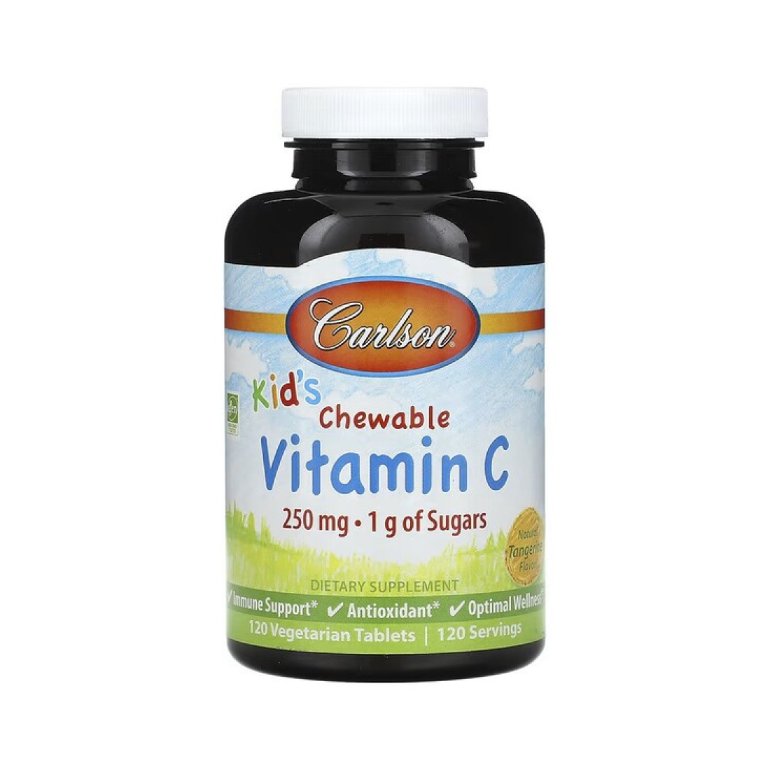 CARLSON LABS KID'S CHEWABLE VITAMIN C 250MG NATURAL TANGERINE - 120 VEGETARIAN TABLETS