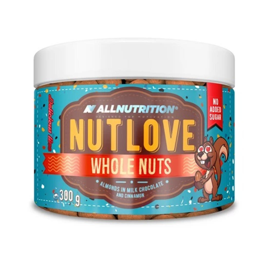 ALLNUTRITION NUTLOVE WHOLE NUTS ALMONDS IN MILK CHOCOLATE AND CINNAMON - 300 GRAMS