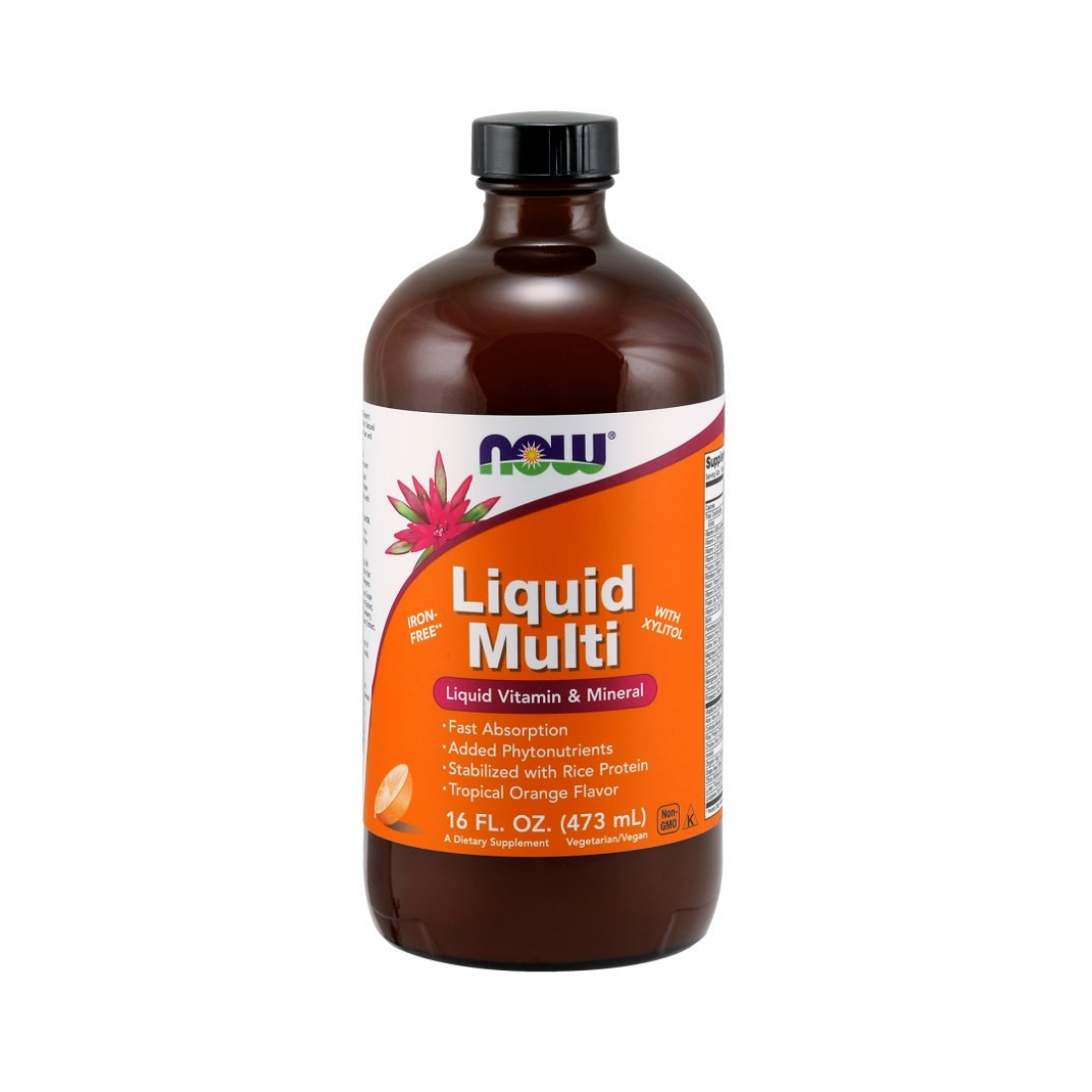 NOW FOODS LIQUID MULTI TROPICAL ORANGE (IRON FREE) - 473 ML