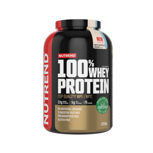 NUTREND 100% WHEY PROTEIN WHITE CHOCOLATE + COCONUT - 2250 GRAMS