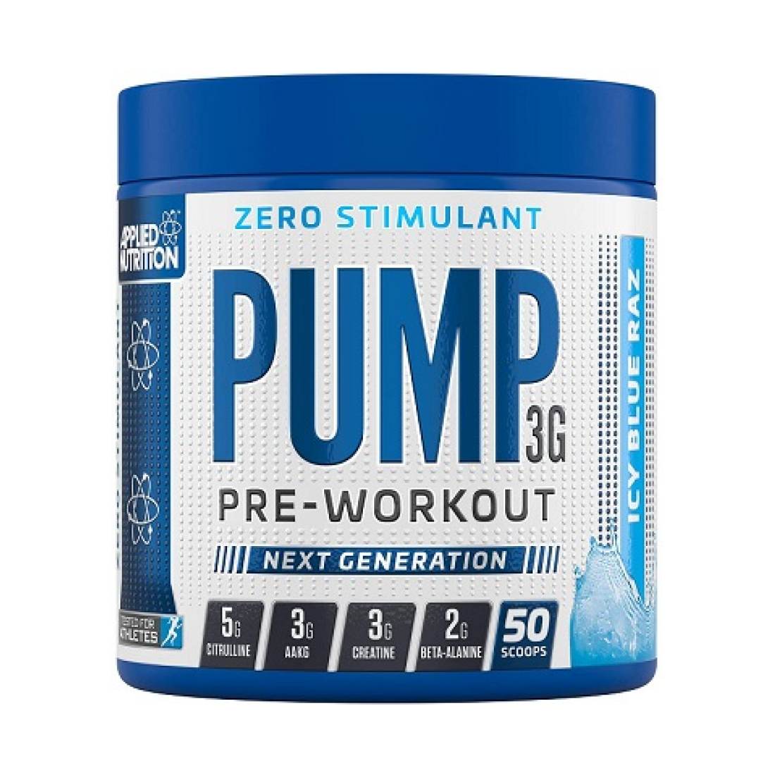 APPLIED NUTRITION PUMP 3G PRE-WORKOUT (ZERO STIMULANT) ICY BLUE RAZ (EAN 634158794353) - 375 GRAMS