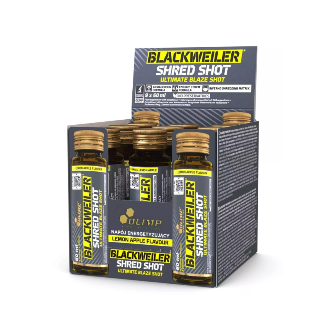 OLIMP NUTRITION BLACKWEILER SHRED SHOT LEMON APPLE (EAN 5901330096853) - 9 X 60 ML