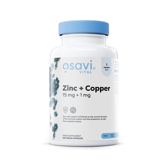 OSAVI ZINC + COPPER 15MG + 1MG - 120 VEGAN CAPS