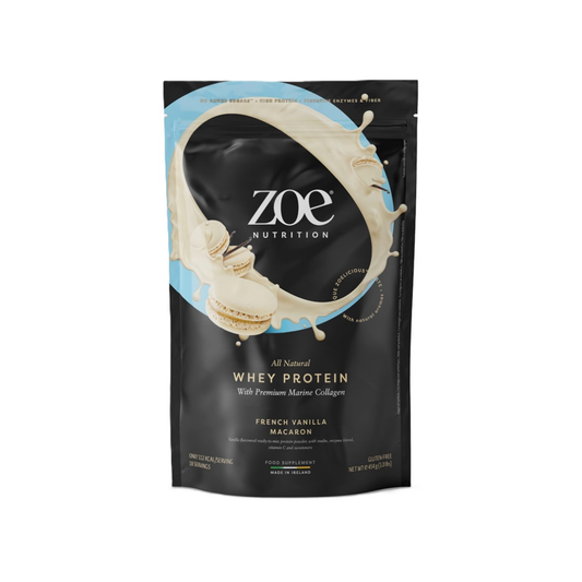 ZOE NUTRITION WHEY PROTEIN WITH PREMIUM MARINE COLLAGEN FRENCH VANILLA MACARON - 454 GRAMS