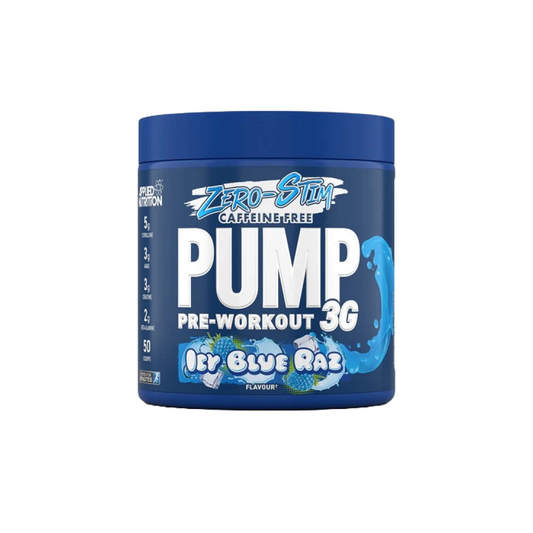 APPLIED NUTRITION PUMP 3G PRE-WORKOUT (ZERO STIMULANT) ICY BLUE RAZ - 375 GRAMS