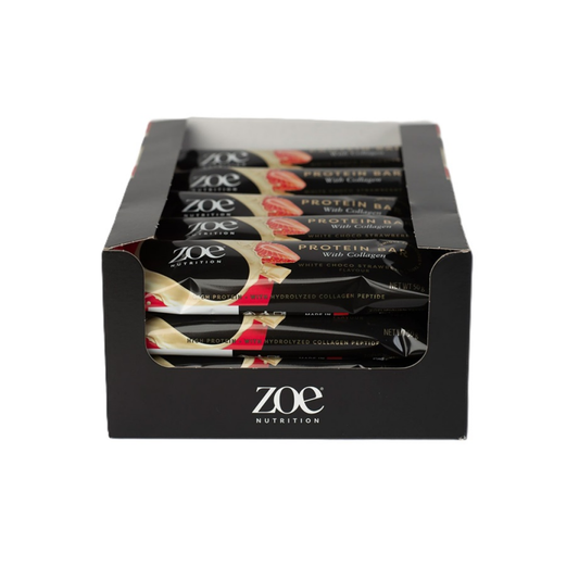 ZOE NUTRITION PROTEIN BAR WITH COLLAGEN WHITE CHOCO STRAWBERRY - 20 X 50G