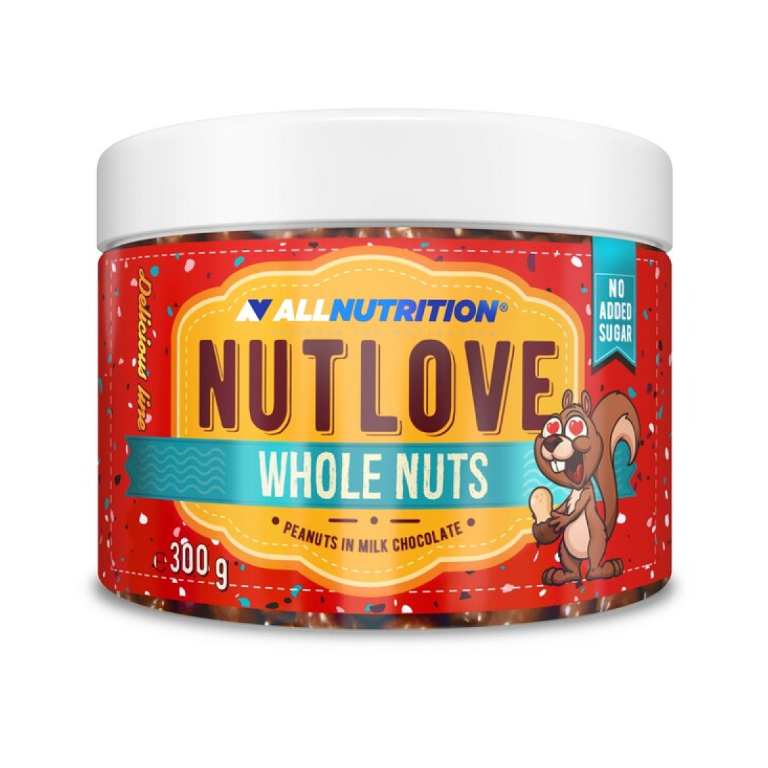 ALLNUTRITION NUTLOVE WHOLE NUTS PEANUTS IN MILK CHOCOLATE - 300 GRAMS