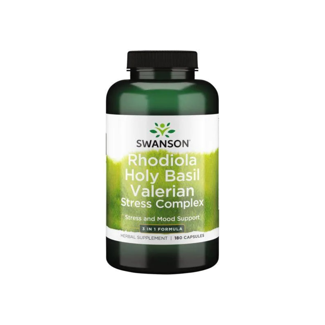 SWANSON RHODIOLA HOLY BASIL VALERIAN STRESS COMPLEX - 180 CAPS
